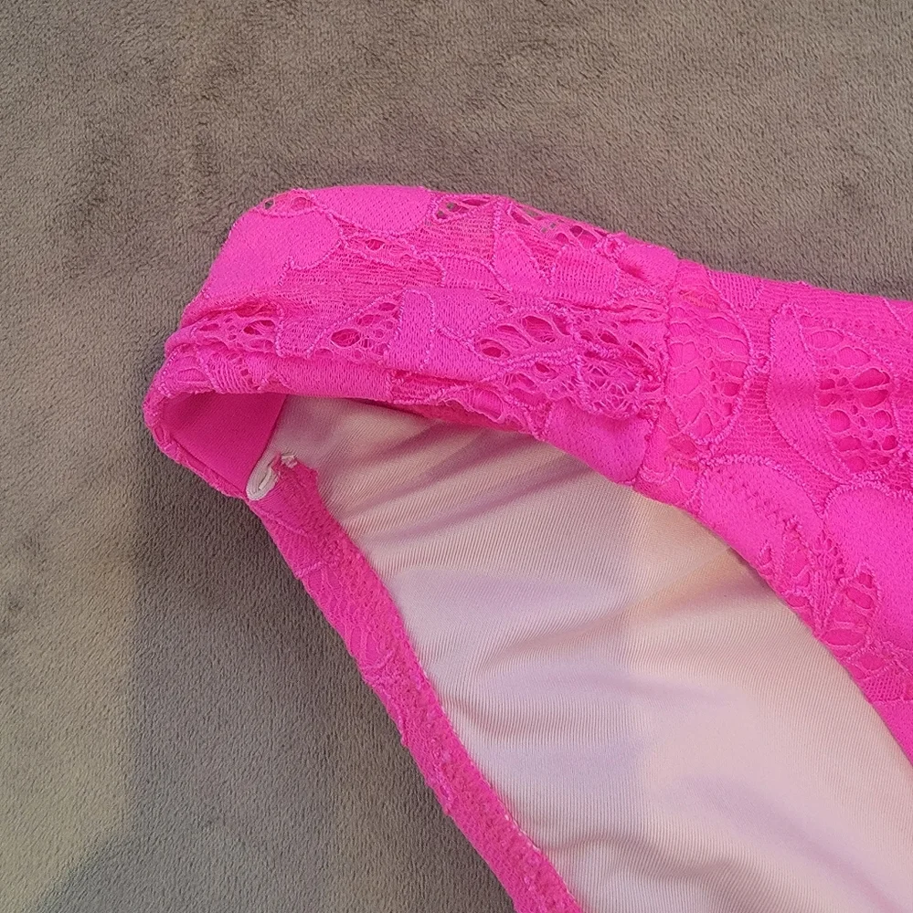 Victoria’s Secret “The Knockout Bikini” in Neon Pink Lace Overlay Size XL - Picture 9 of 12